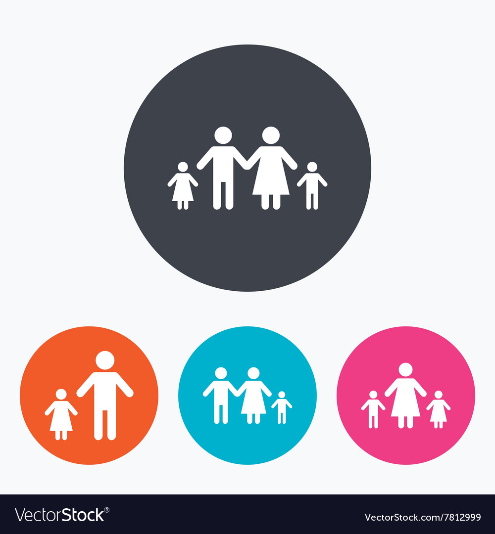 Family with two children sign parents and kids Vector Image