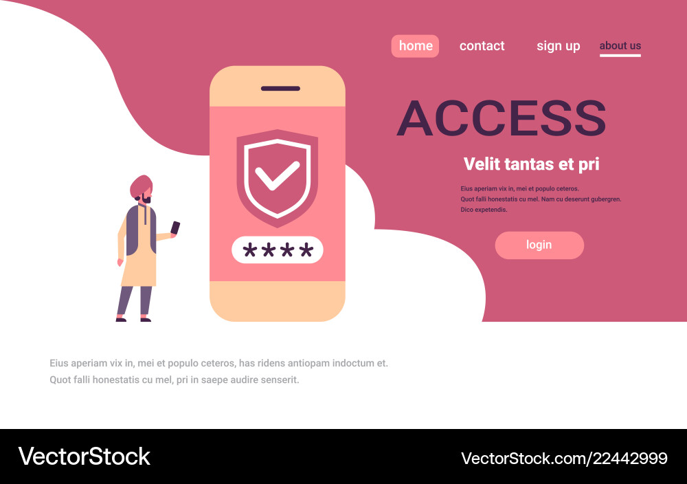 Indian man unlock smartphone verification mobile Vector Image