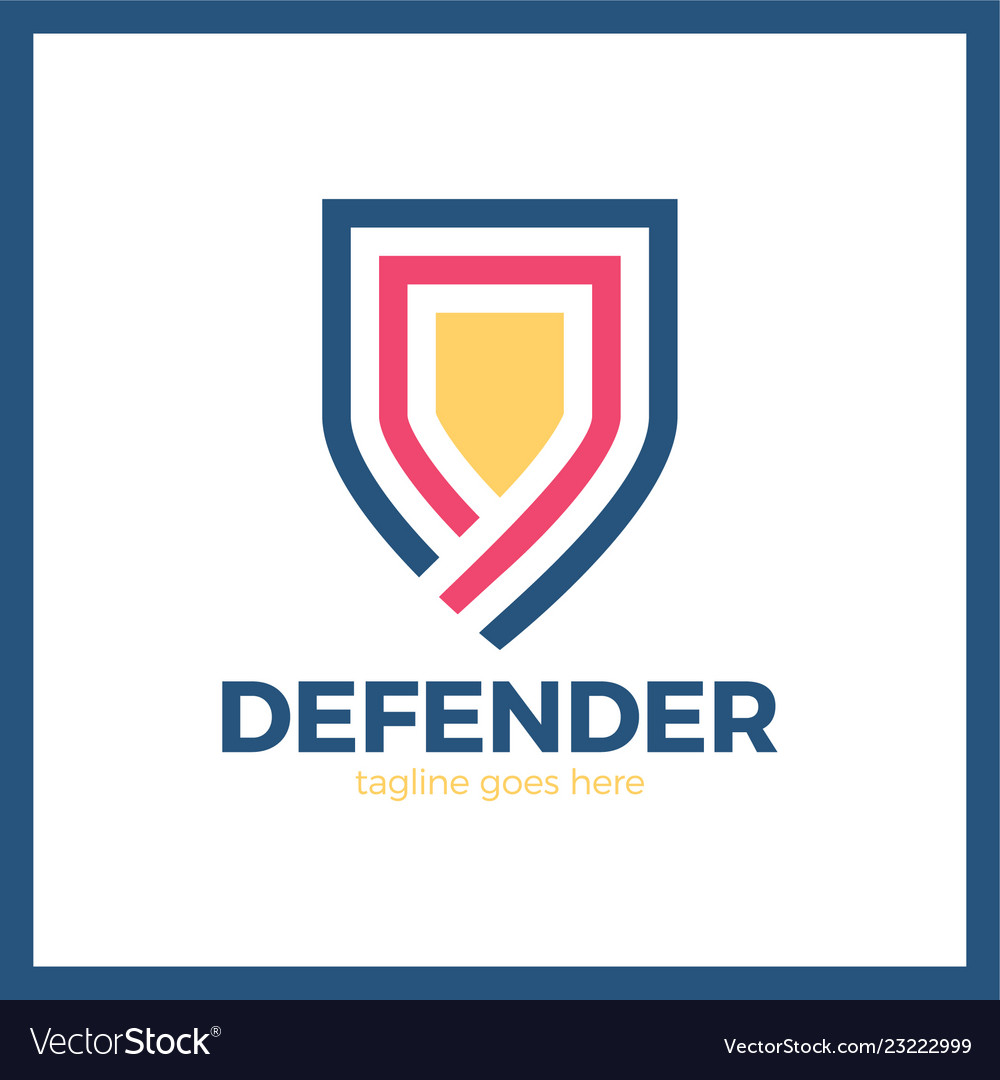 Line shield logotype three outline defense icon Vector Image