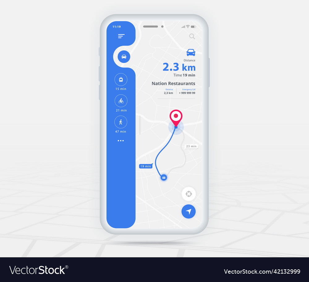 Map gps navigation app ux ui concept mobile Vector Image