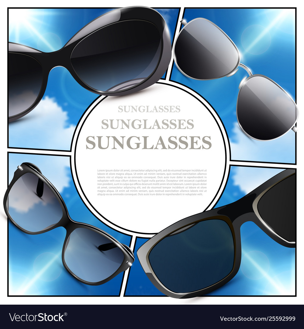 Realistic modern sunglasses composition Royalty Free Vector