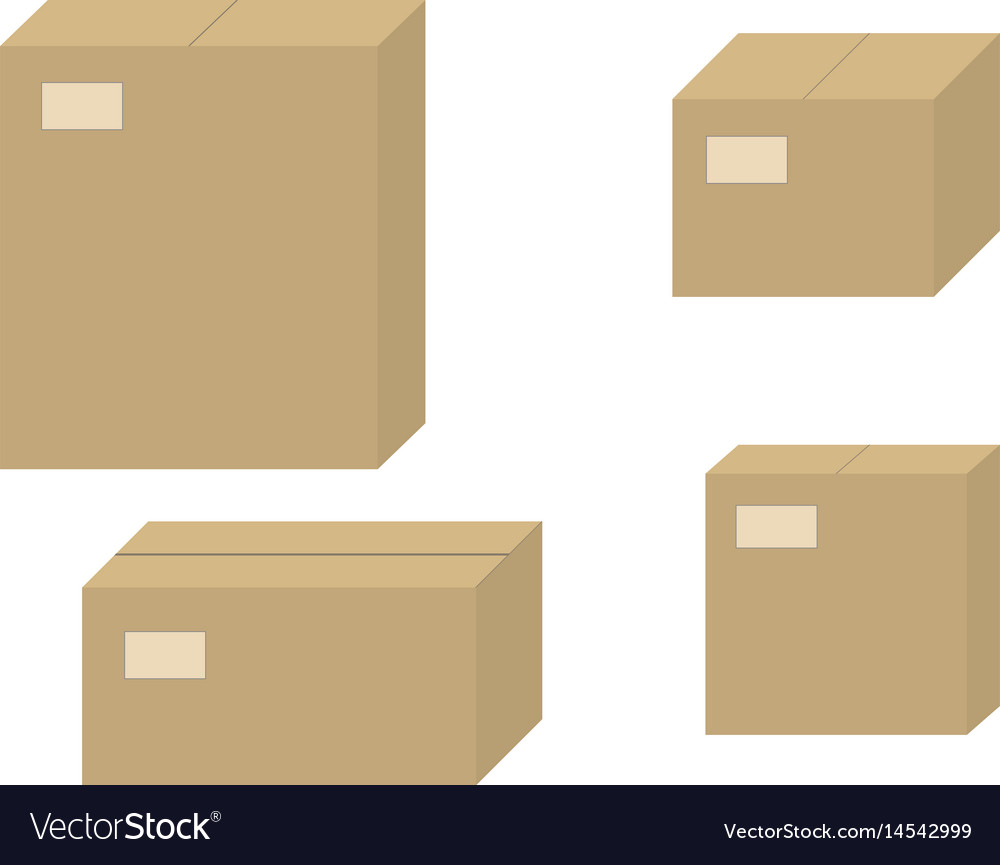 Set Brown Cardboard Boxes Closed Carton Box Vector Image