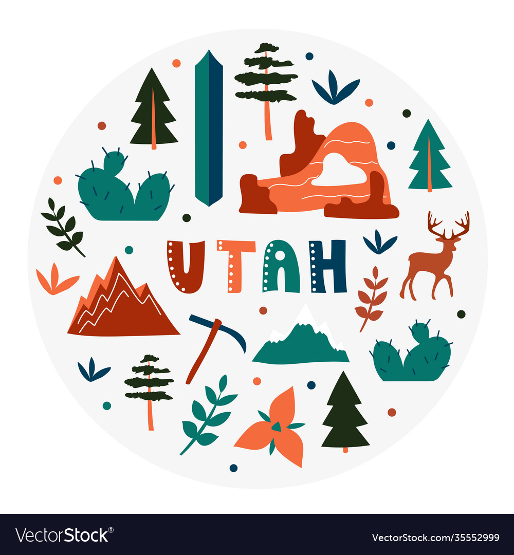 Usa collection utah theme Royalty Free Vector Image