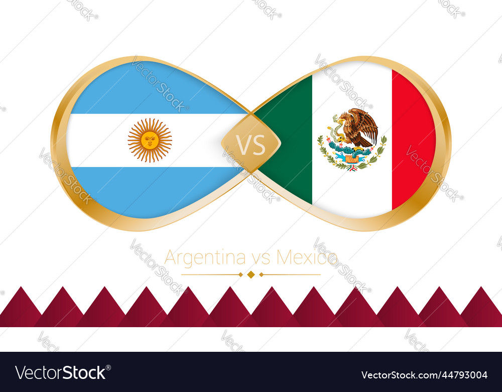 Argentina versus mexico golden icon for football