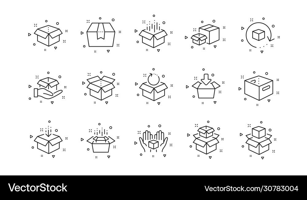 Box line icons package delivery boxes cargo Vector Image