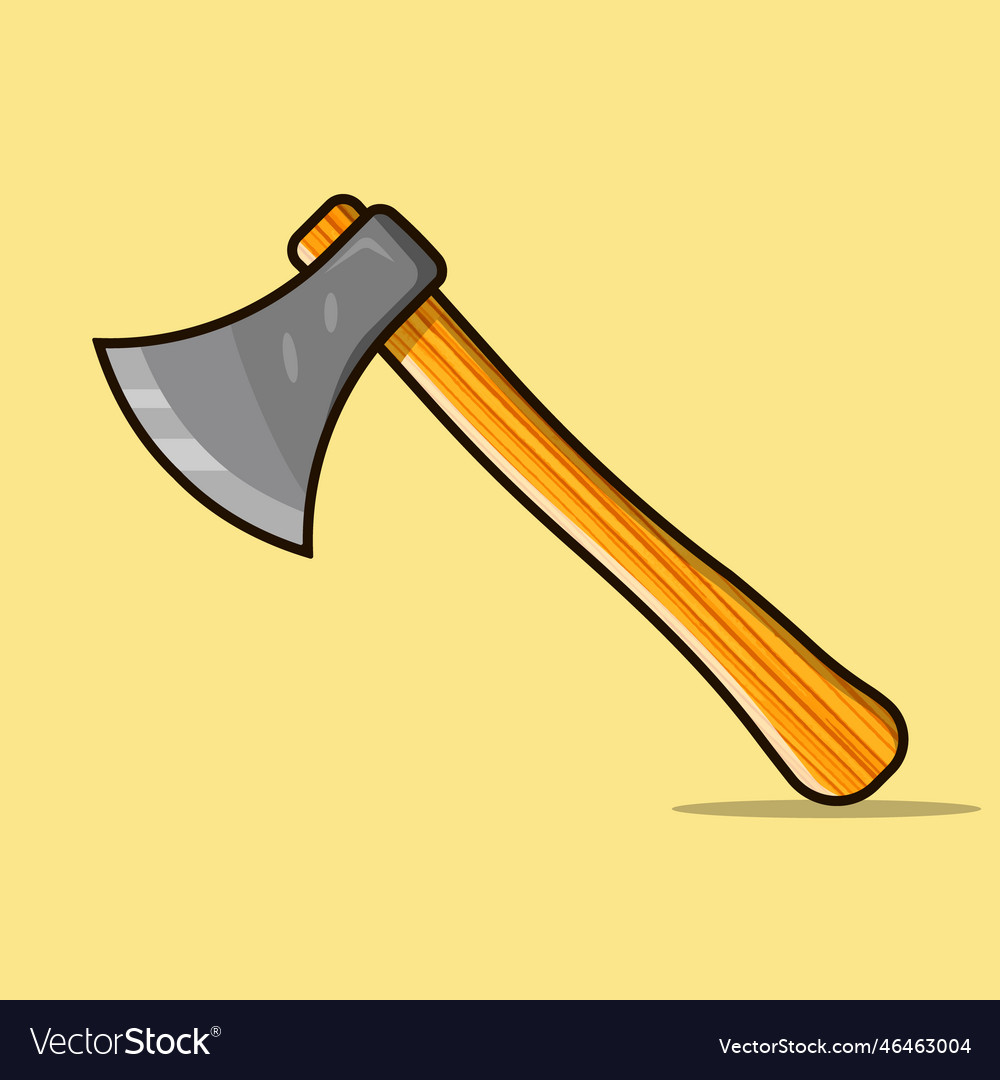 Cartoon of an axe with a wooden handle Royalty Free Vector