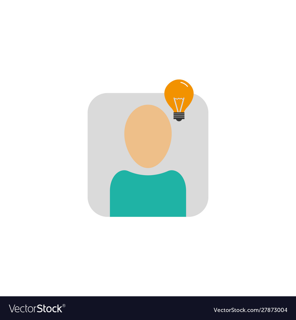 Character bulb creativity idea icon flat style