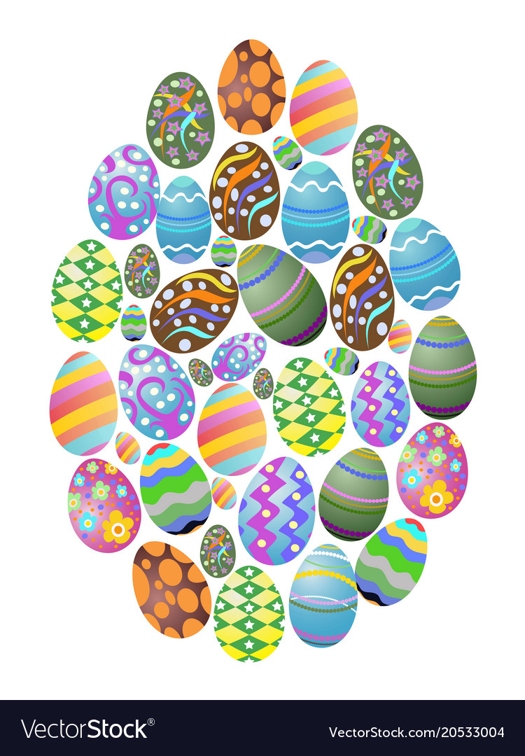 Colorful easter eggs group background