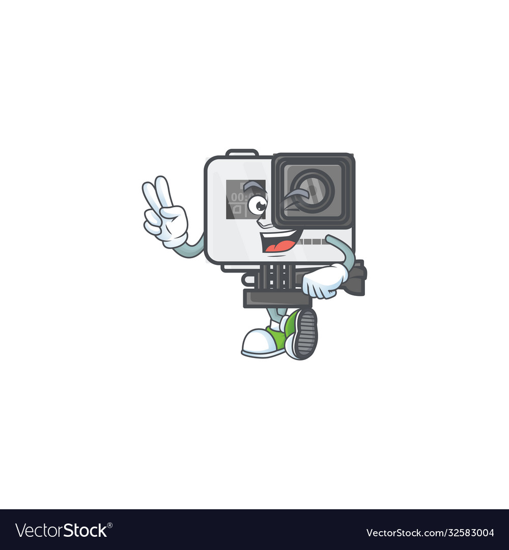 Cute cartoon action camera with two fingers Vector Image Cute cartoon action camera with two fingers Vector Image