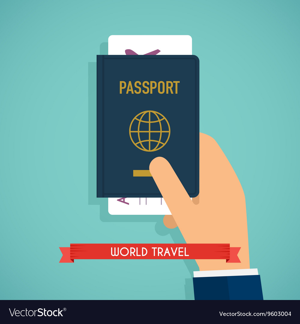 Hand holding passport with tickets icon Royalty Free Vector