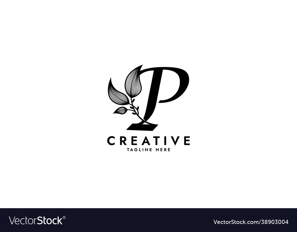 Letter p linked leaf logo