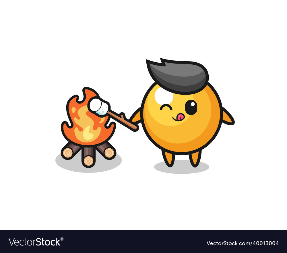 Ping pong character is burning marshmallow