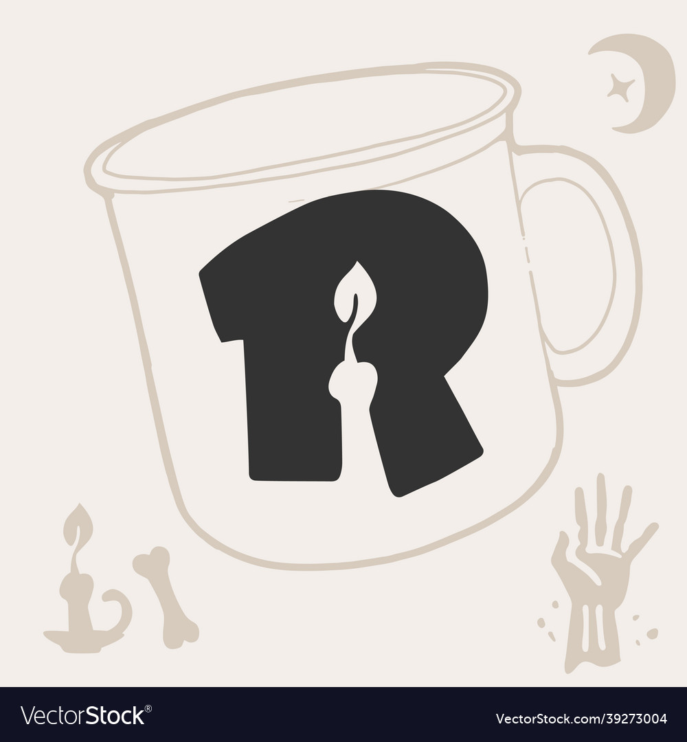 R letter logo with a candle