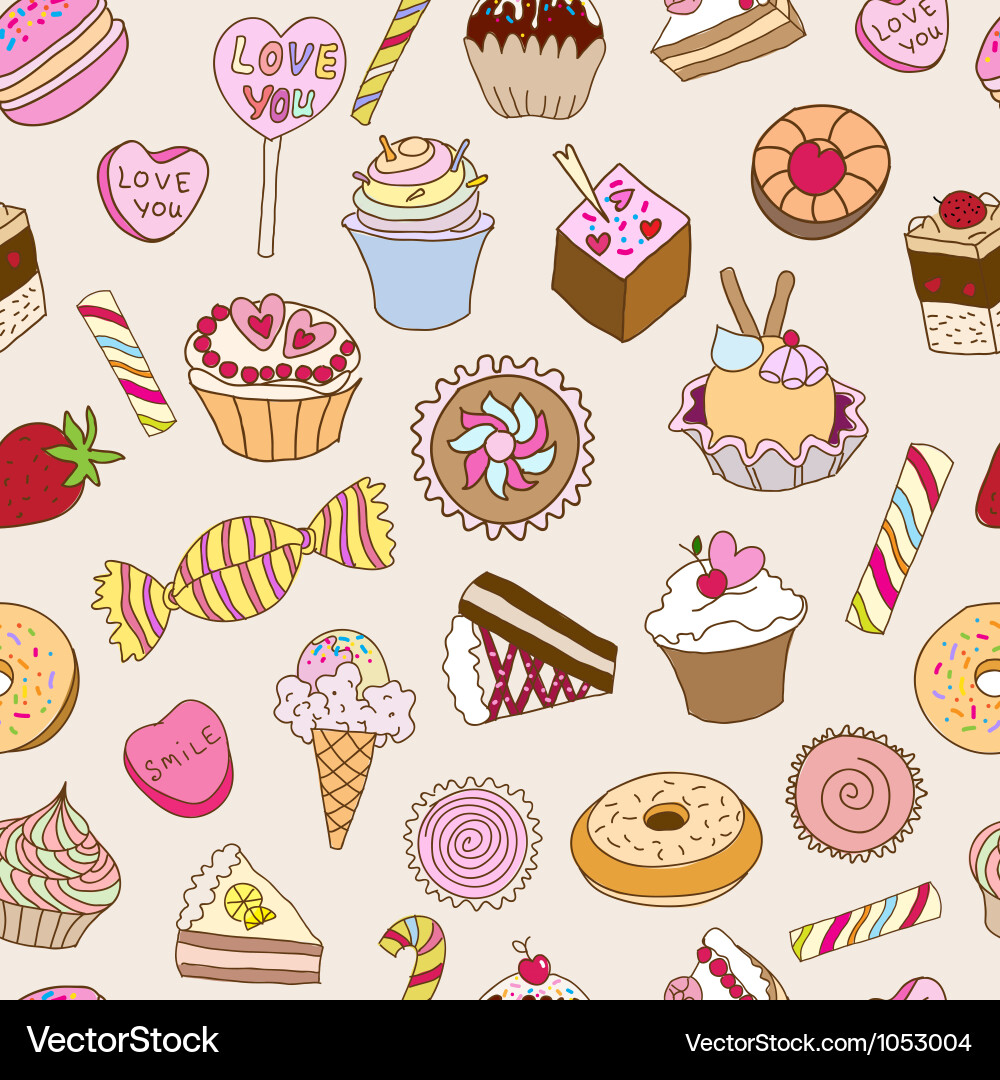 Seamless pattern with sweets Royalty Free Vector Image