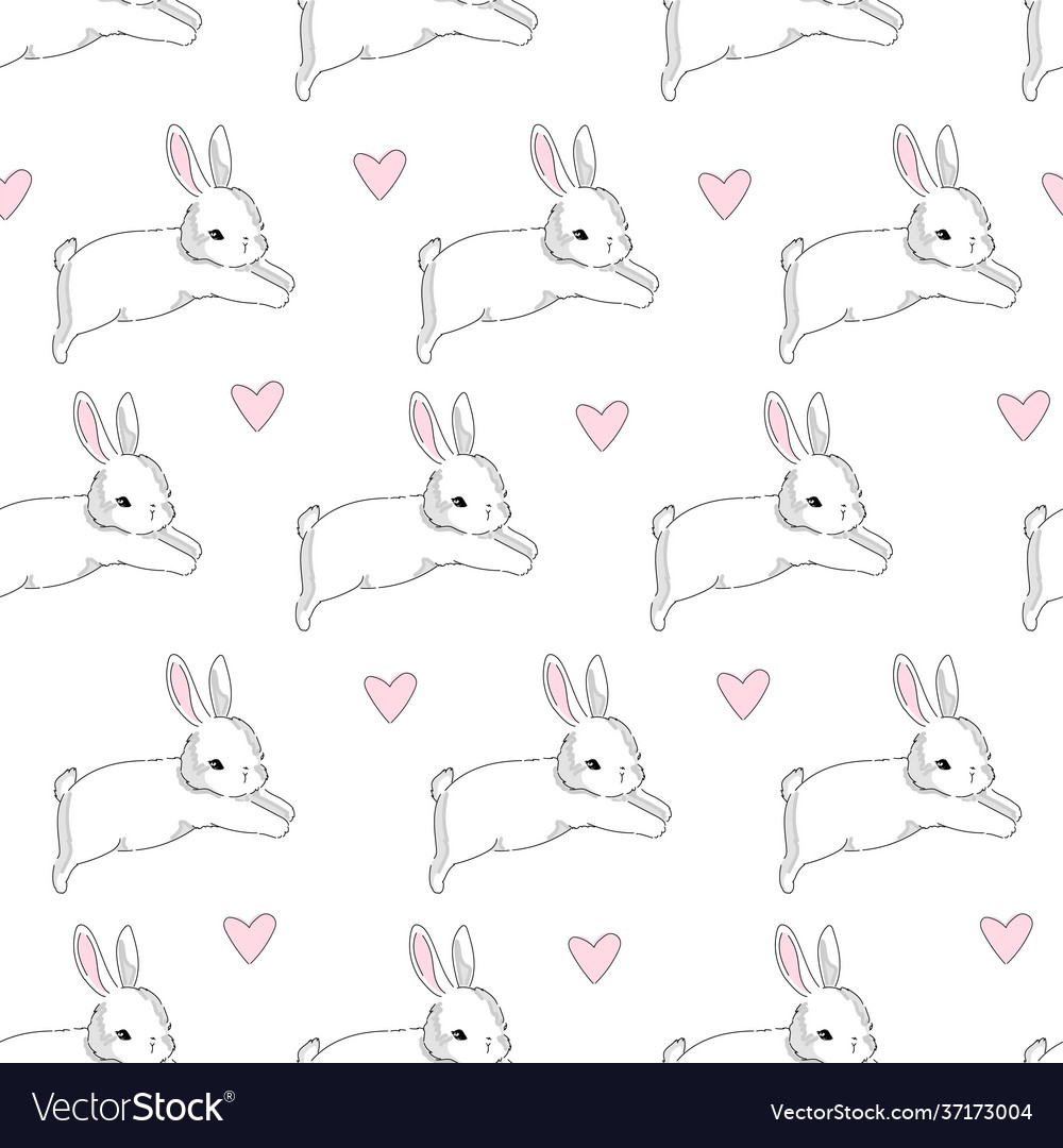 White cute rabbits on a background