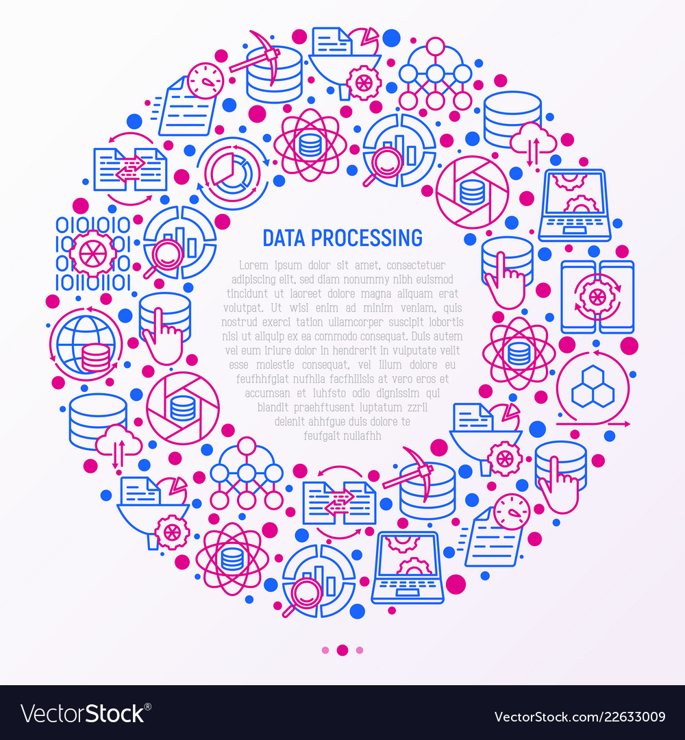 Data processing concept in circle Royalty Free Vector Image