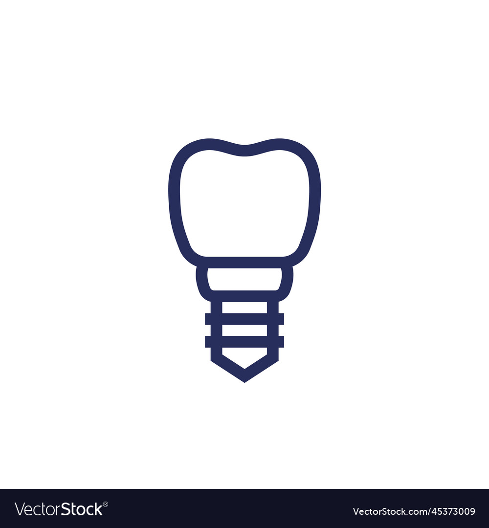 Dental implant line icon on white