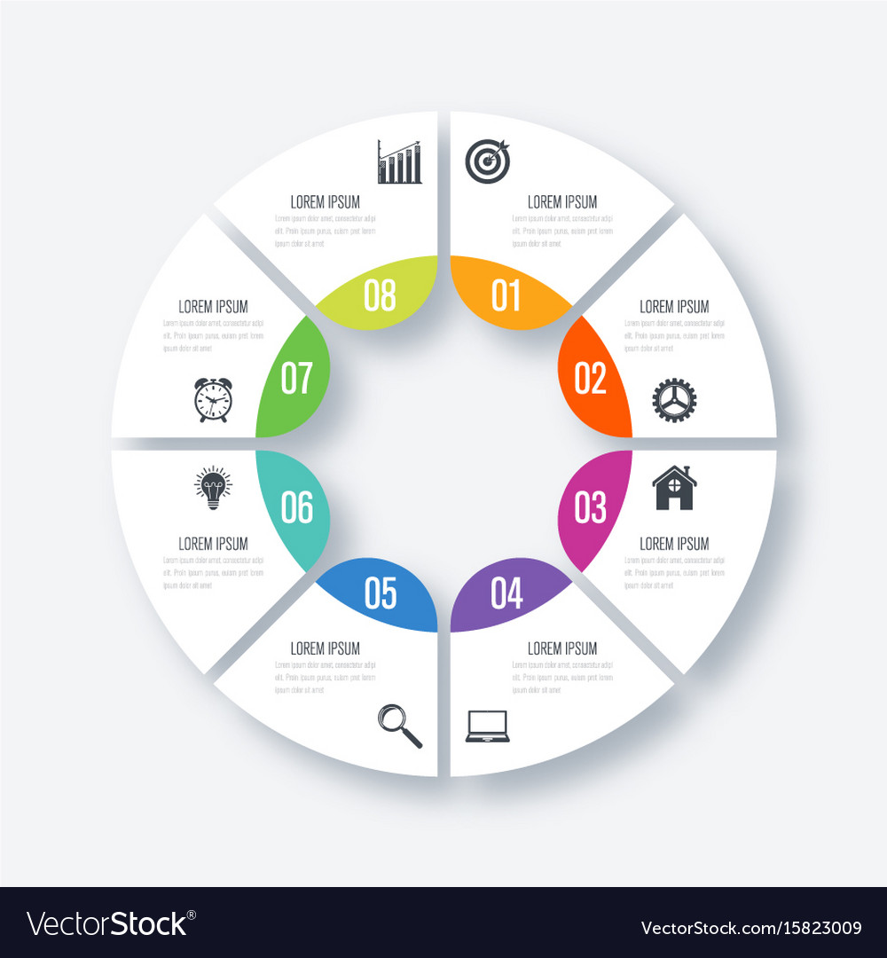 Infographics template 8 options with circle Vector Image