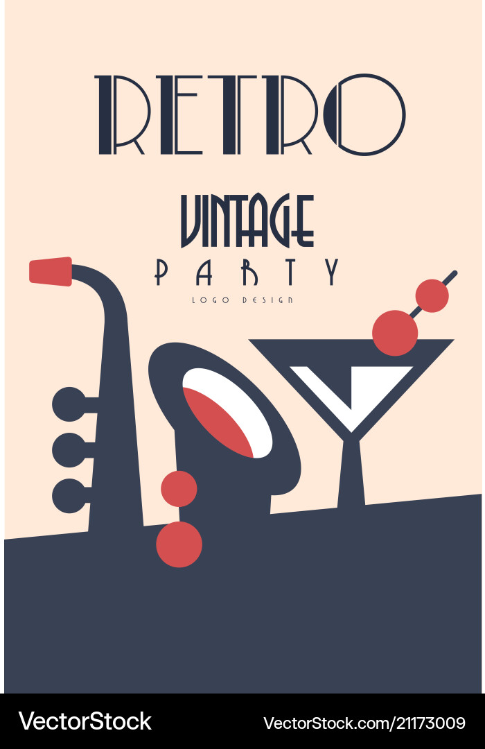 Retro Vintage Party Logo Design Template With Vector Image