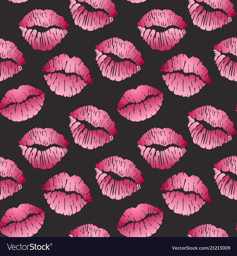 Seamless pattern with lip prints red lips