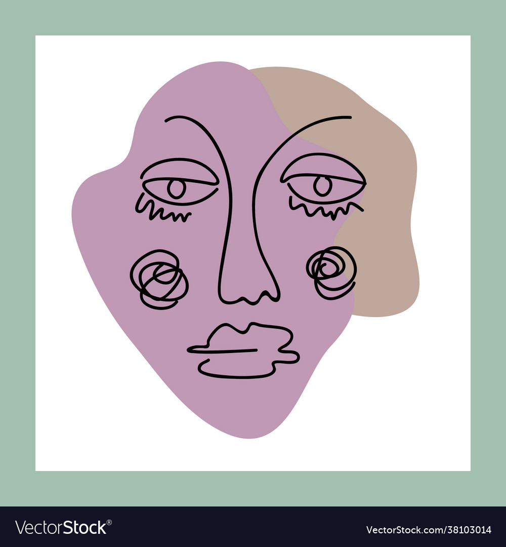 Abstract poster with a hand-drawn face modern