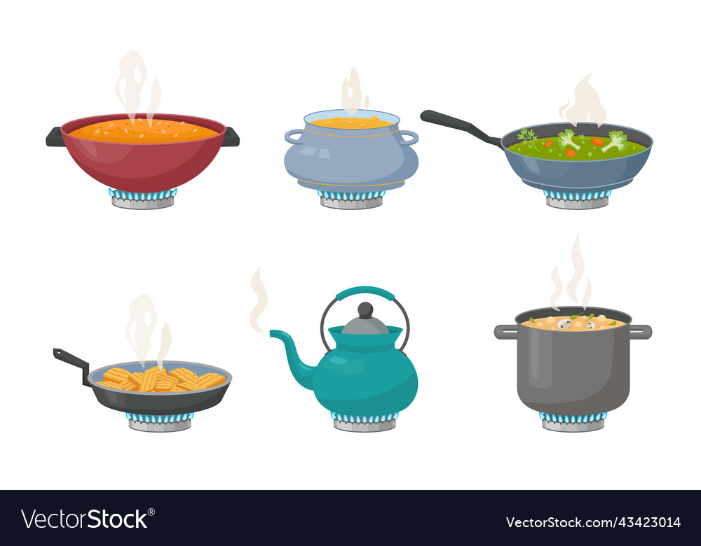 Boiling food preparing products on gas stove