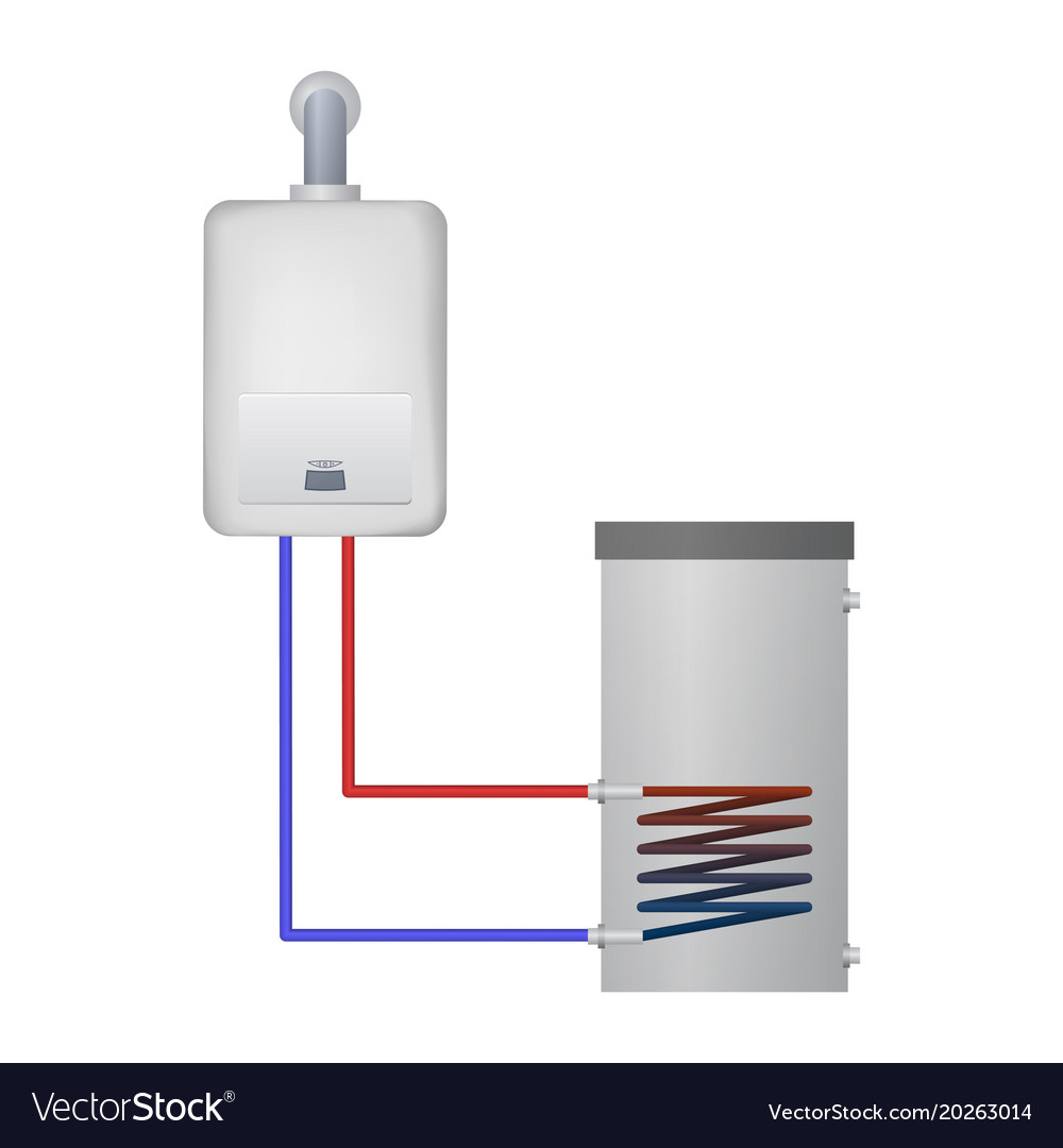 Condensing boiler heats the water for tank