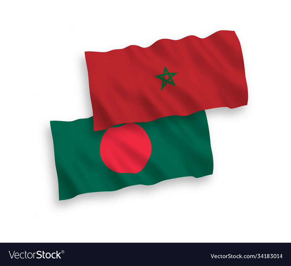 Flags morocco and bangladesh on a white Royalty Free Vector