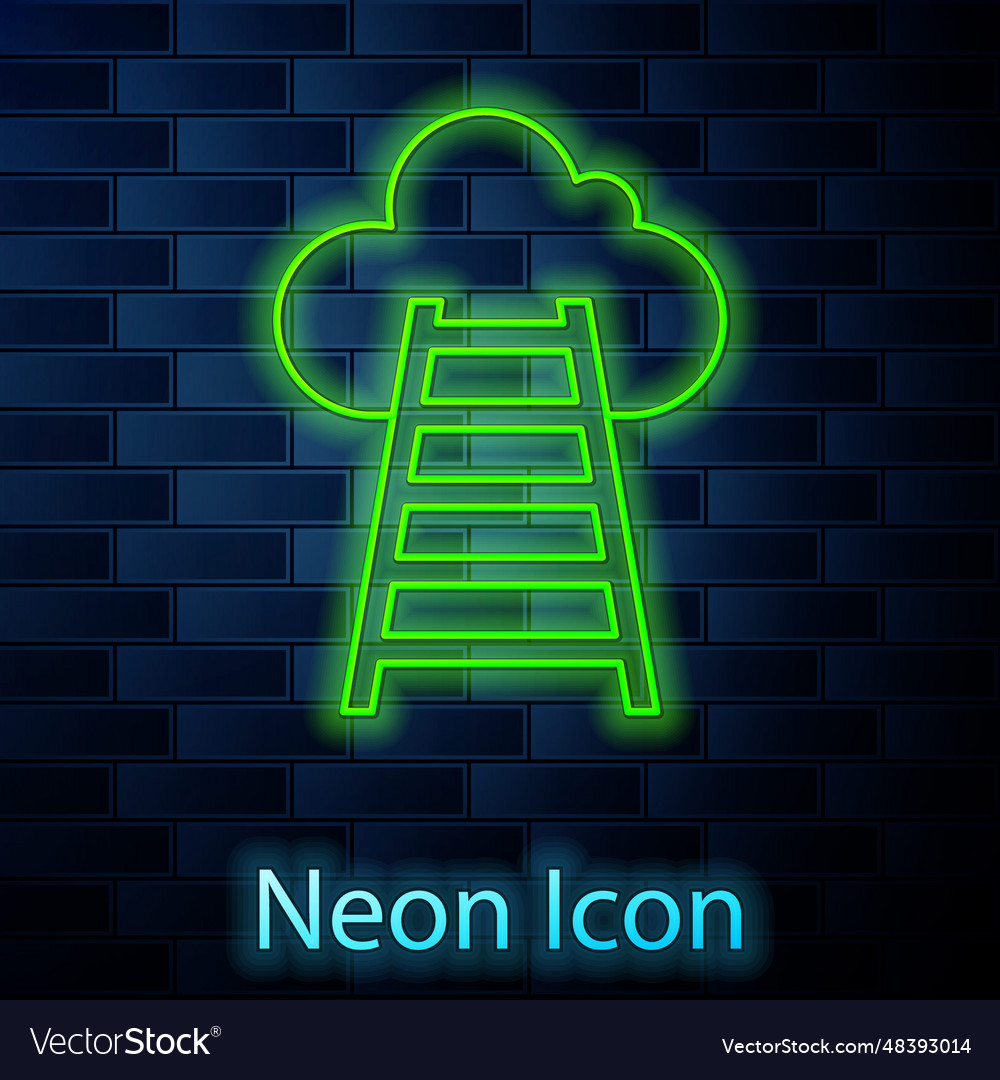 Glowing neon line stair with finish flag icon