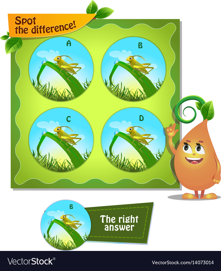 Grasshopper spot the difference Royalty Free Vector Image