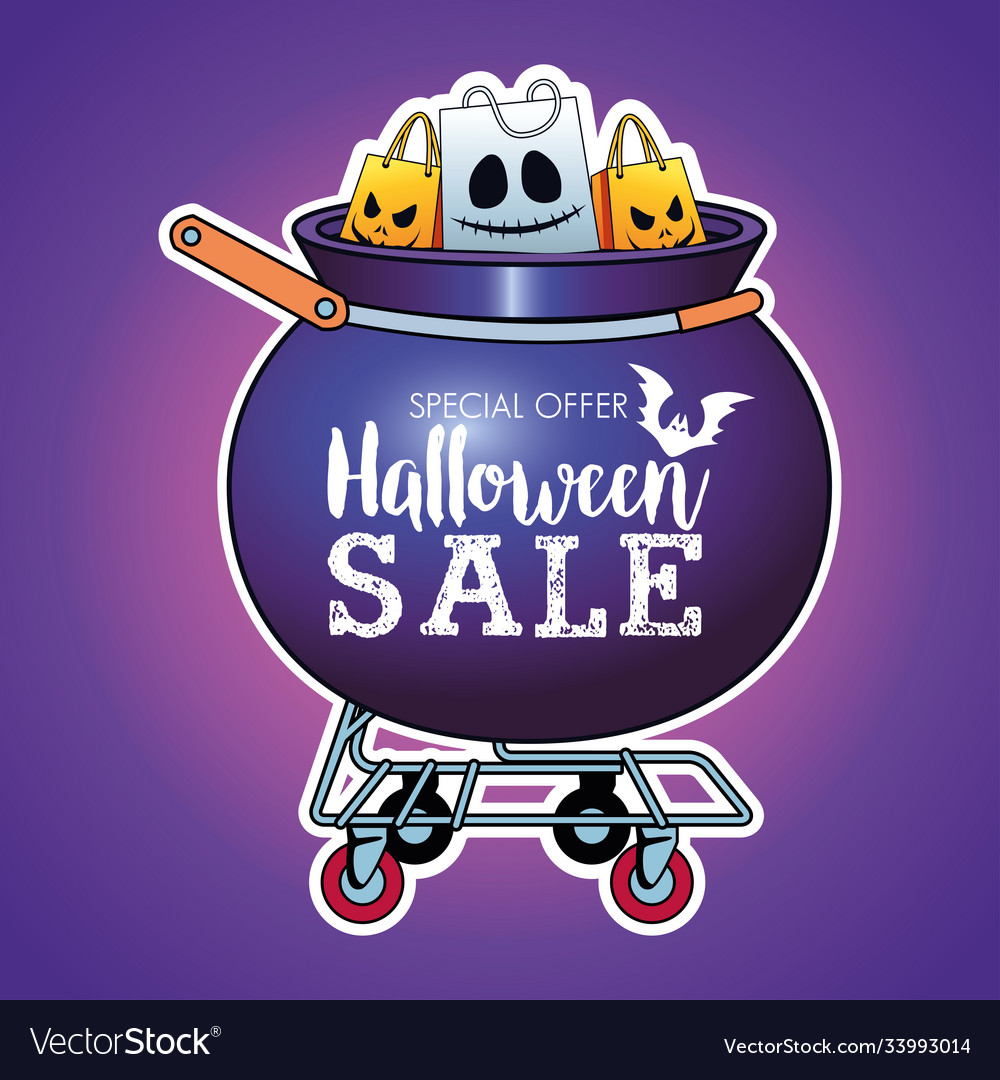 Halloween saisonale Poster mit Einkaufstaschen