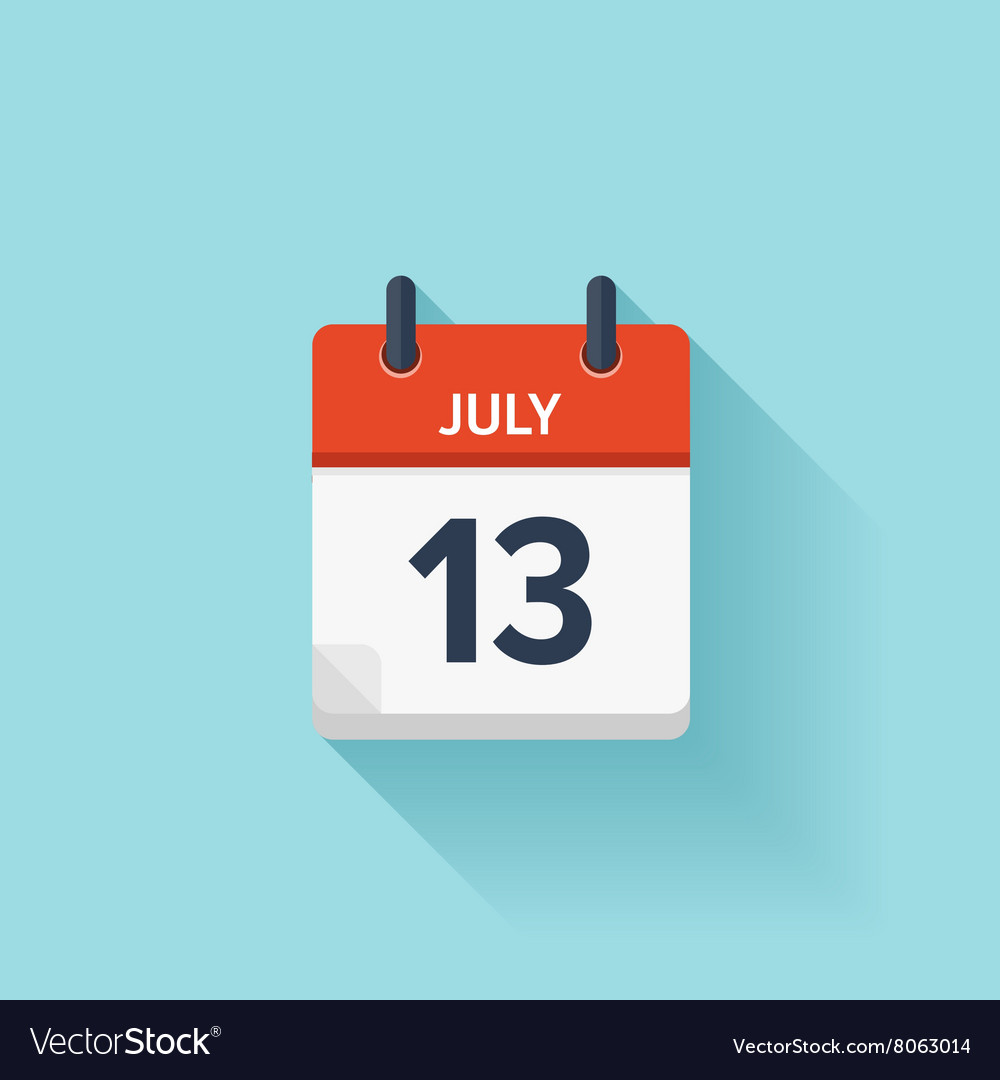 july 13 flat daily calendar icon date royalty free vector daily calender