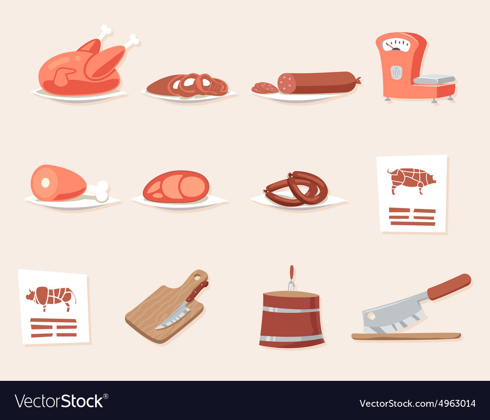 Meat butcher shop retro vintage cartoon design