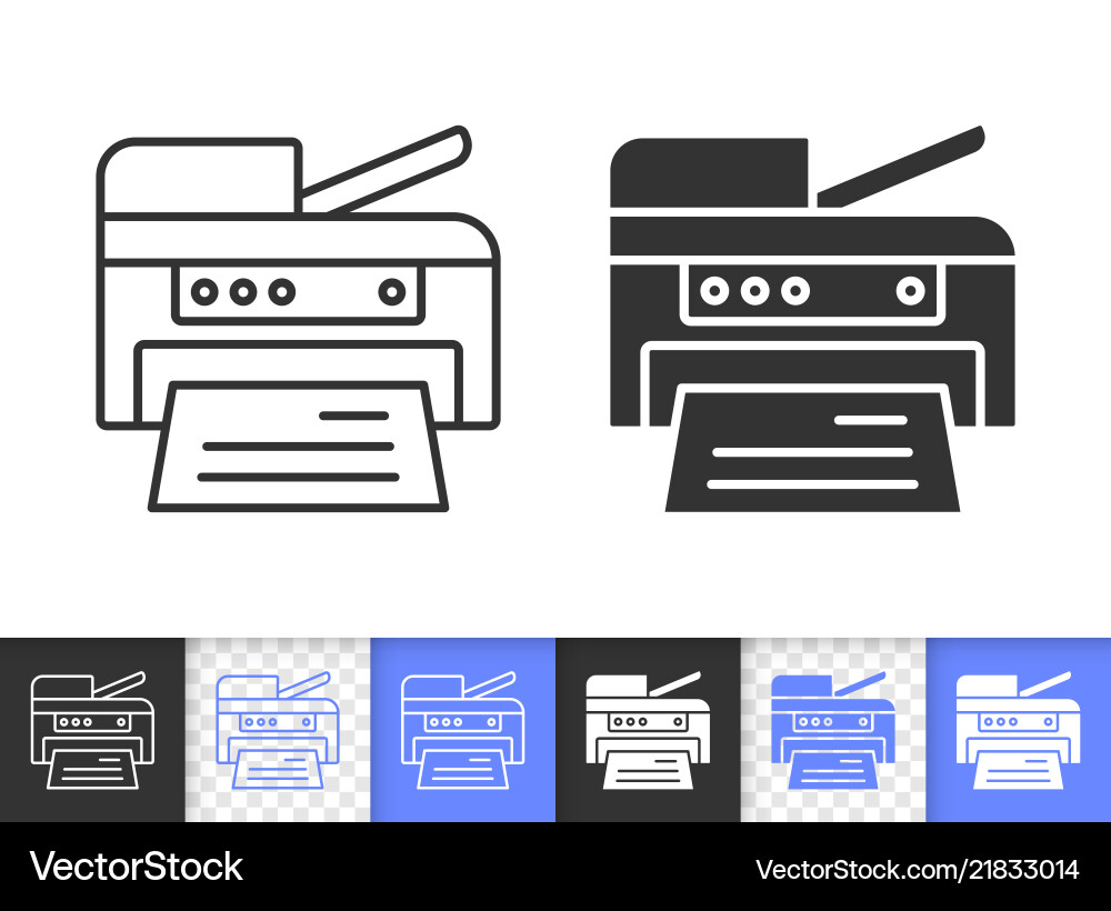 Printer simple black line icon Royalty Free Vector Image
