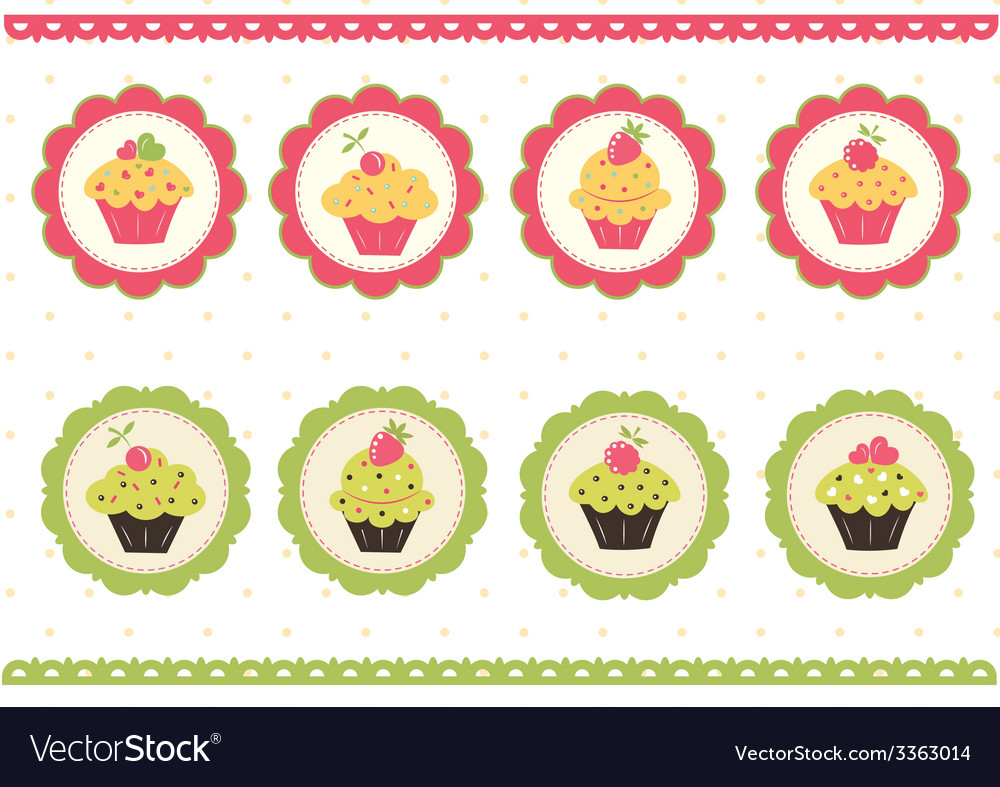 Set of cakes stickers