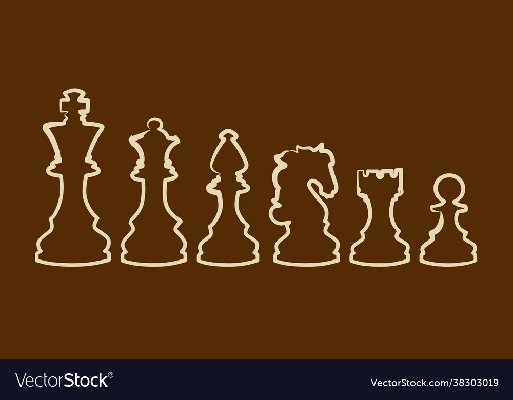 A doodle-style chess set on brown background Vector Image