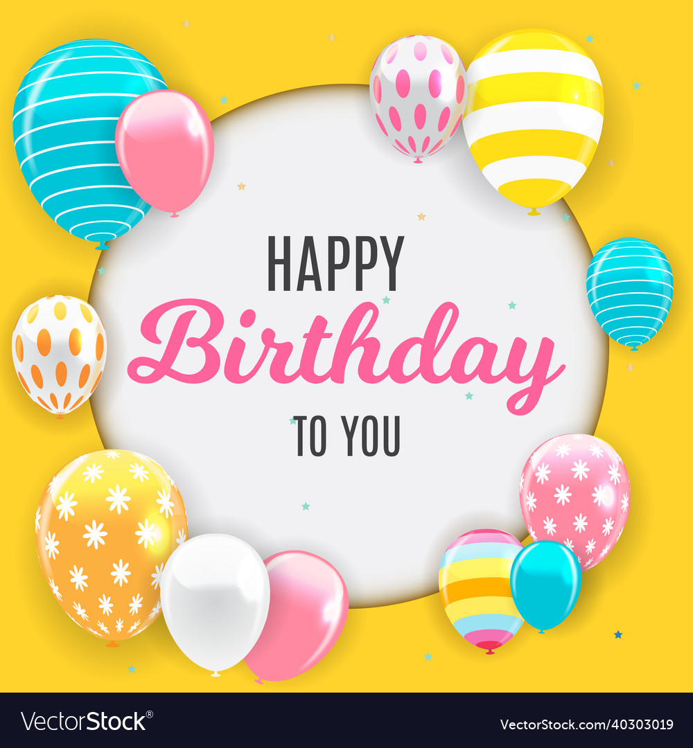 Glossy happy birthday balloons background Vector Image