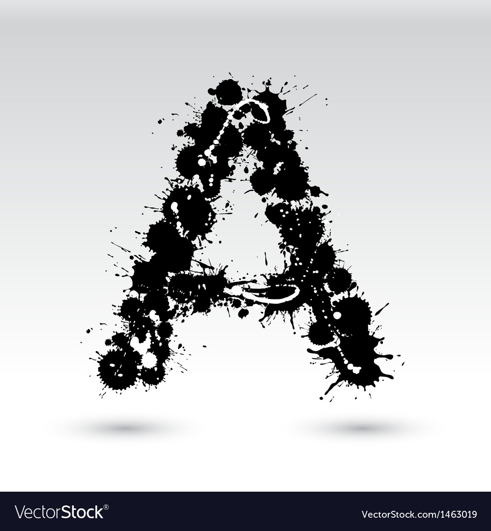 Letter A formed by inkblots Royalty Free Vector Image