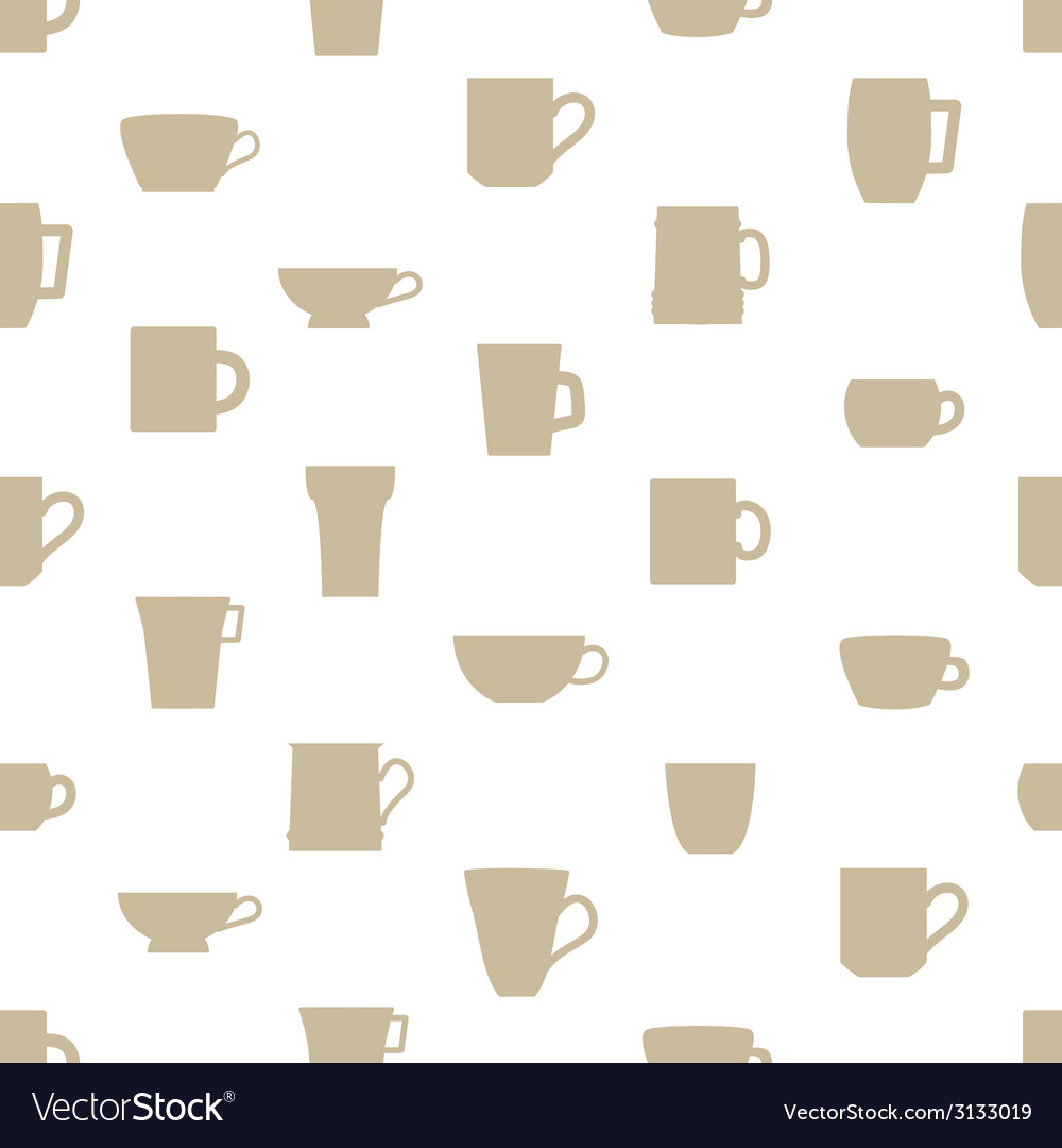 Mugs and cups simple silhouette icons pattern