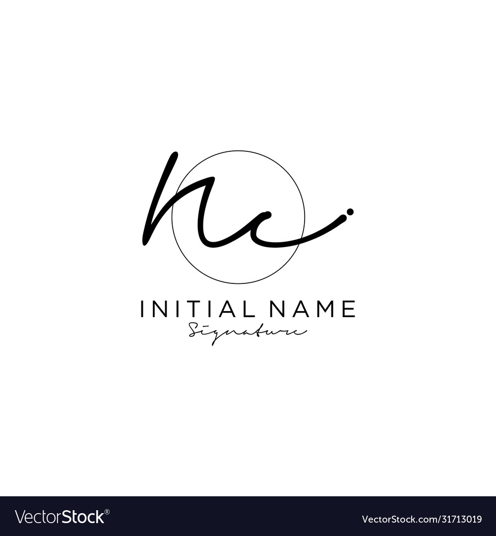 Nc initial handwriting logo design Royalty Free Vector Image