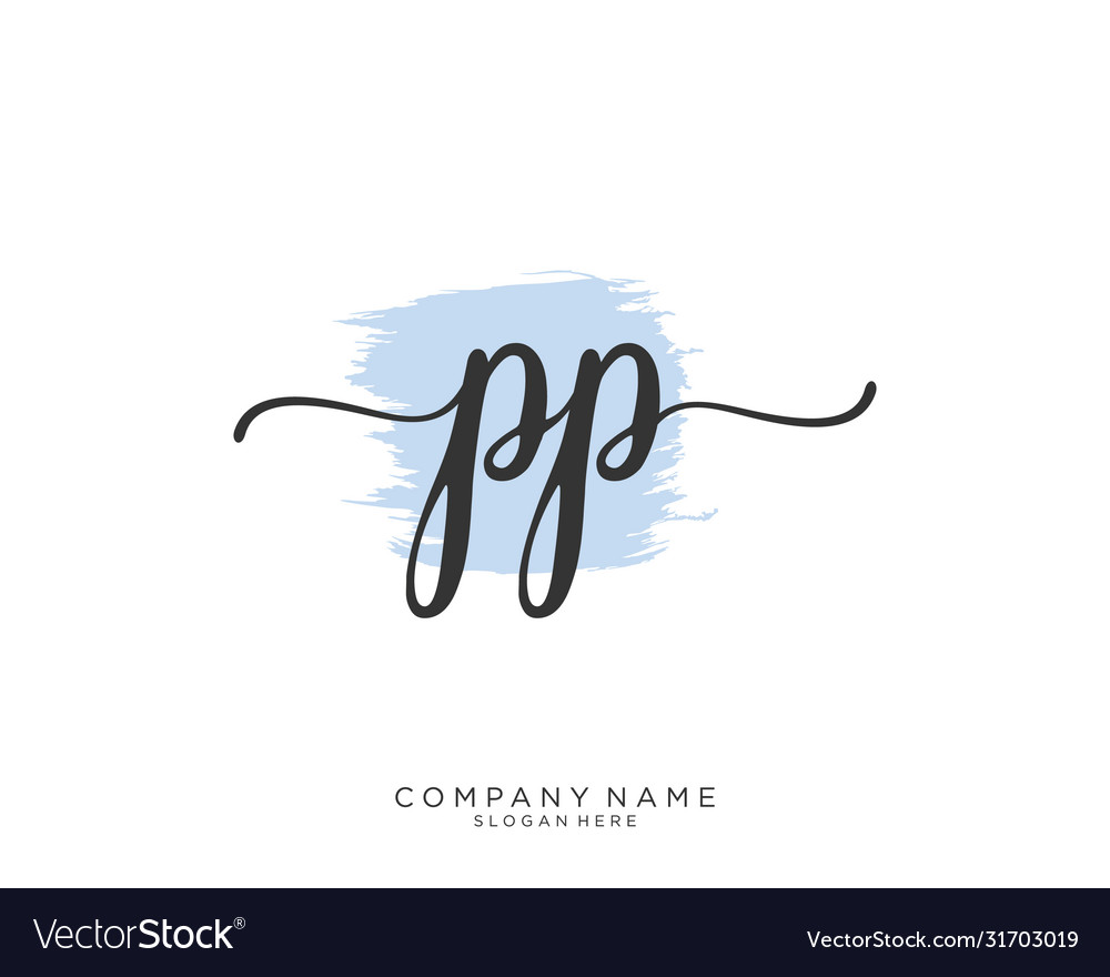 Pp initial handwriting logo design Royalty Free Vector Image