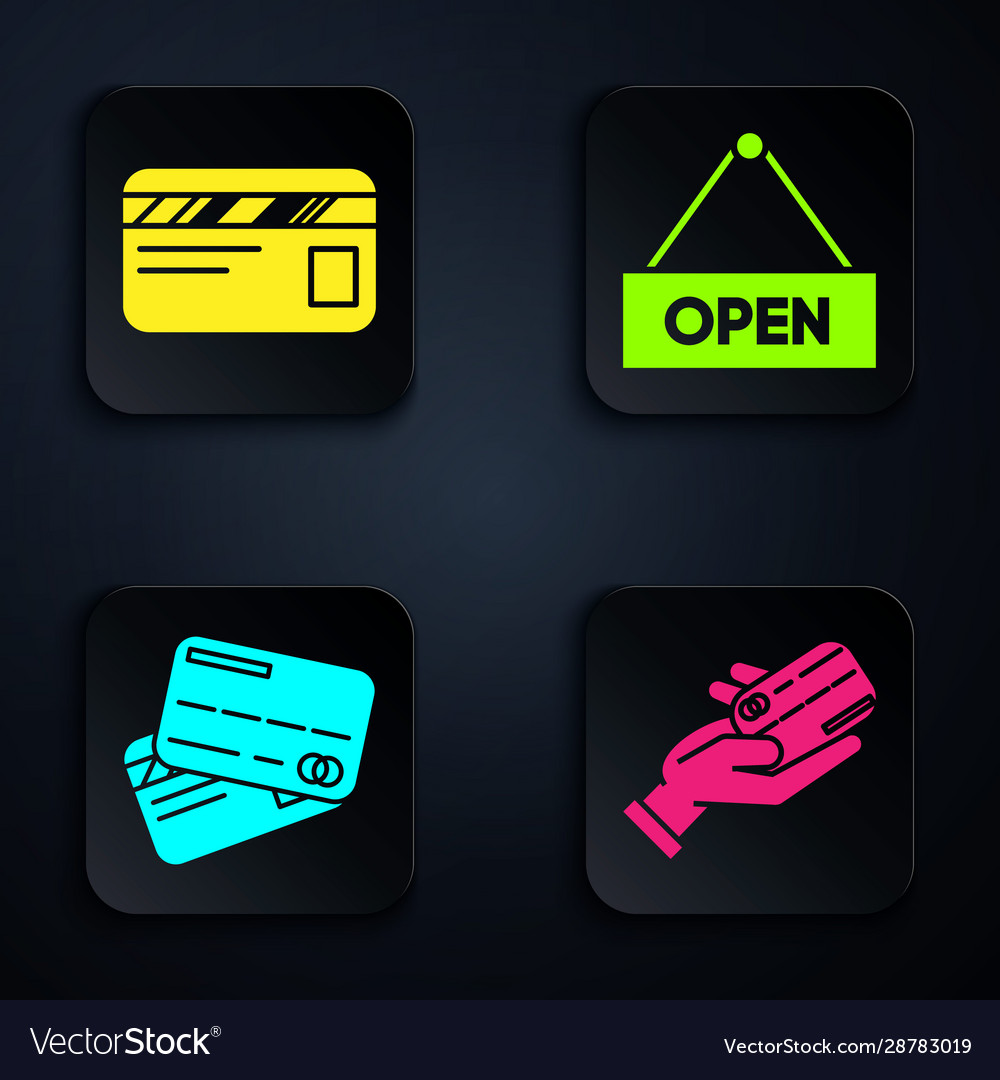 Set Human Hand Holding With Credit Card Credit Vector Image