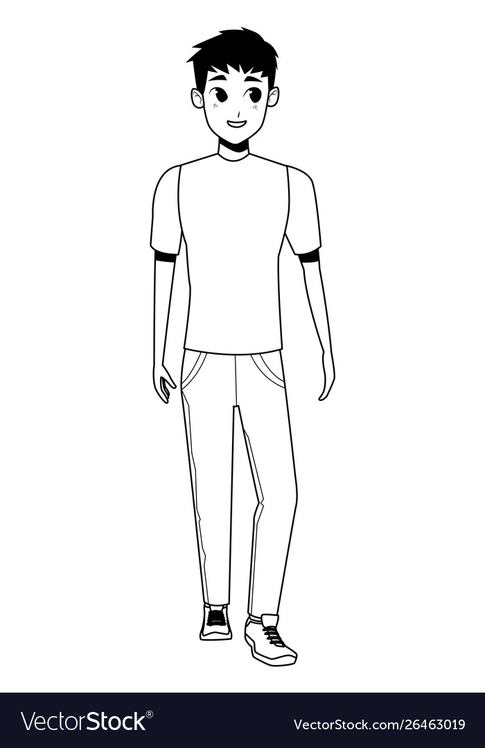 Young man with casual clothes in black and white Vector Image