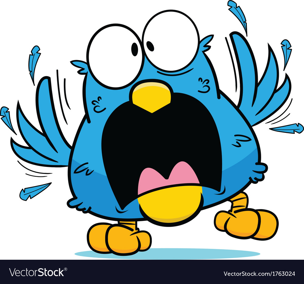 Cartoon frantic blue bird