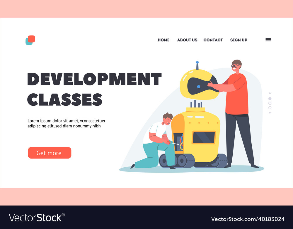 Development classes landing page template Vector Image