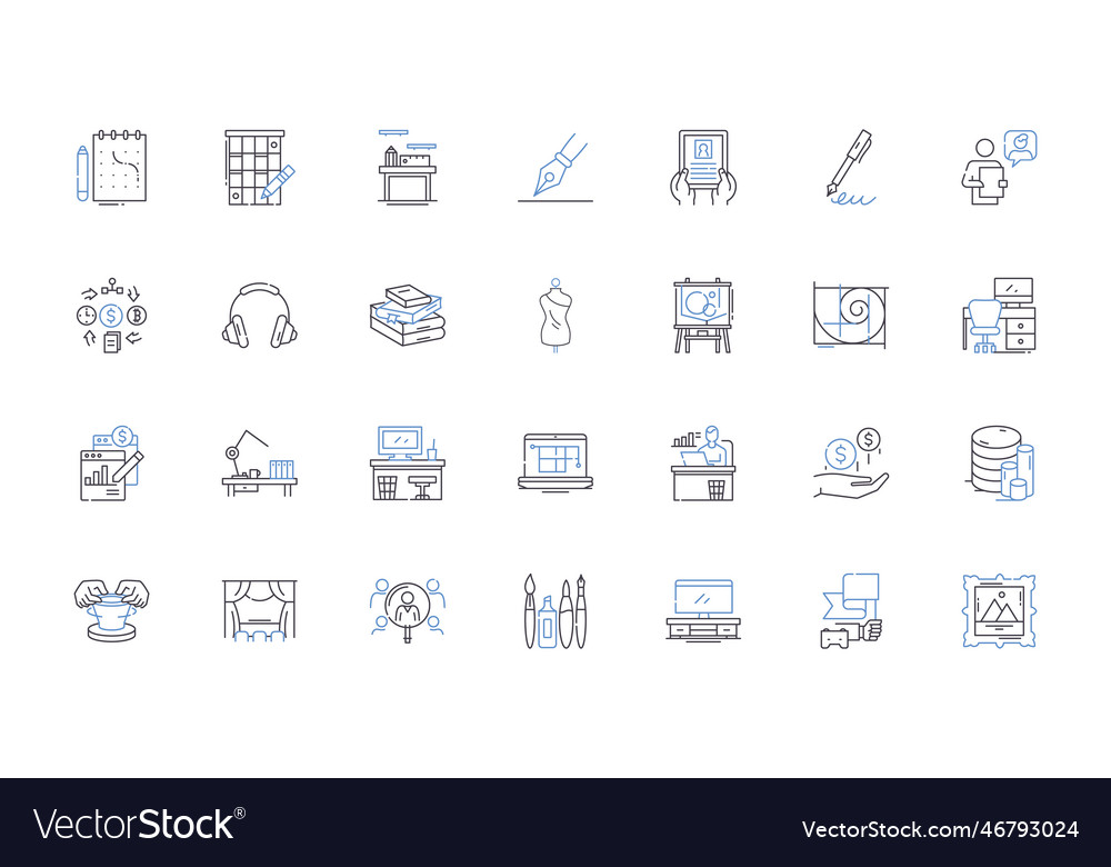 Digital nomad line icons collection location Vector Image