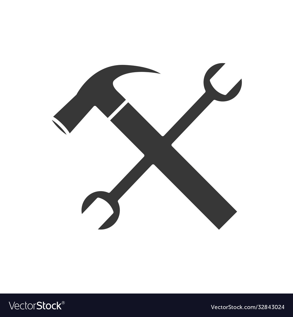 Hammer and wrench crossed silhouette style Vector Image