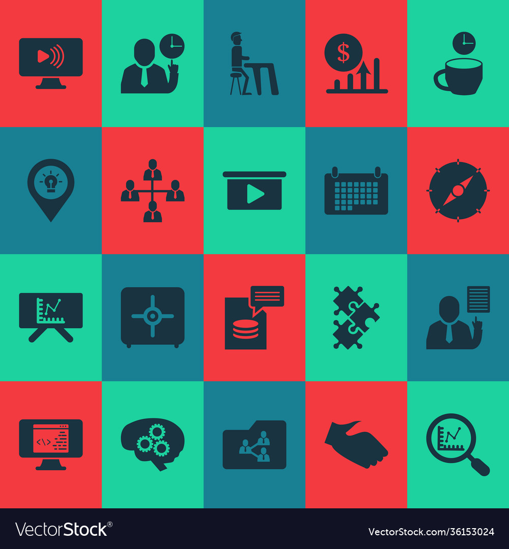 Job icons set with presentation compass team Vector Image