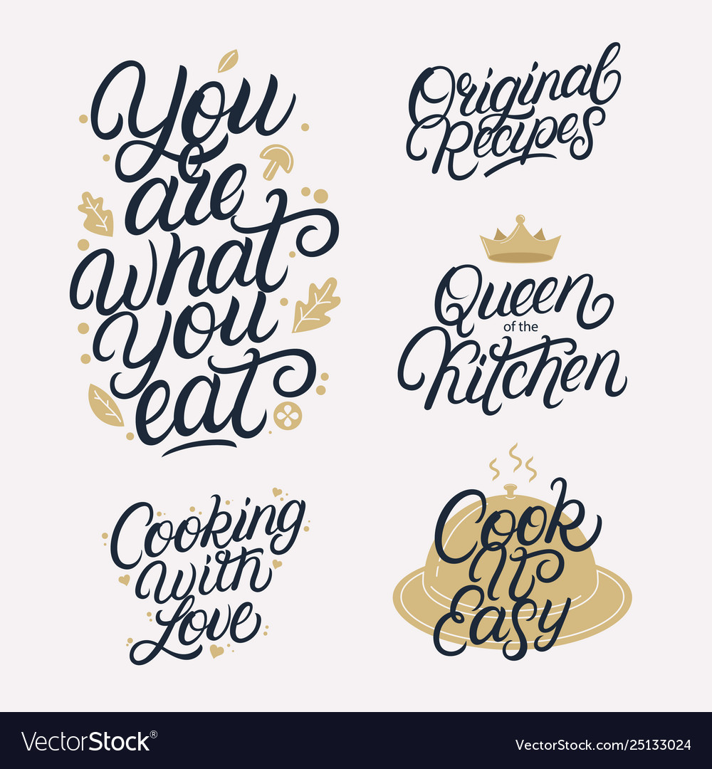 Kitchen related lettering calligraphy set