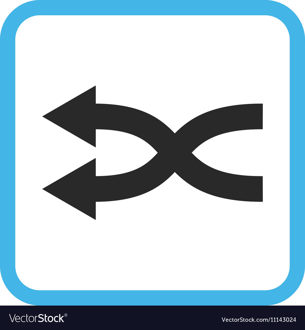 Shuffle arrows left icon in a frame